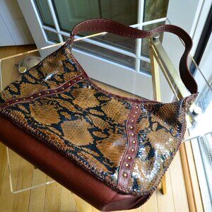 CHI by CARLOS FALCHI Animal Printed Leather Shoulder Bag Purse